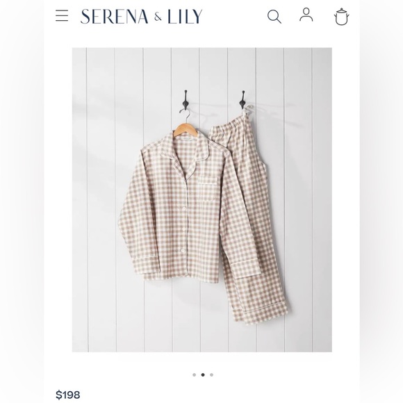 Serena & Lily Other - Serena & Lily Flannel Tan/Cream Gingham Pajamas